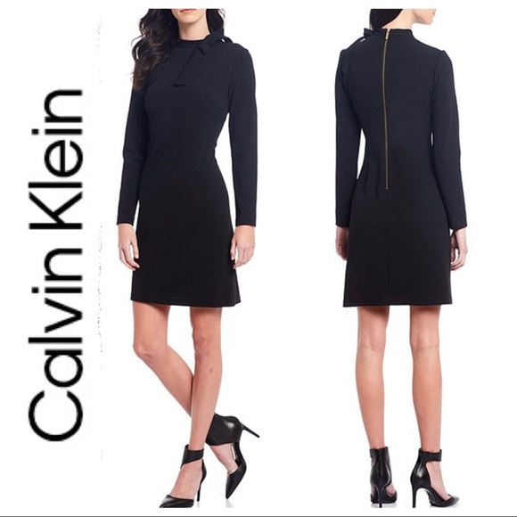 Calvin Klein Dresses & Skirts - NWT Calvin Klein Long Sleeve Tie Neck Shift Dress